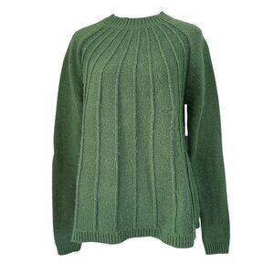 BODEN Ribbed Green Alpaca Wool Button Back Sweater 12